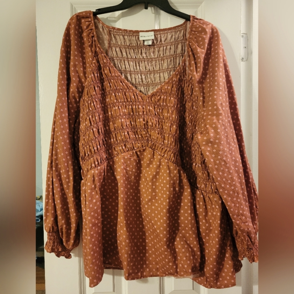 Ava & Viv Long Sleeve Smock Shirt